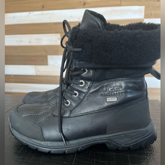 UGG Australia Butte Waterproof Vibram Leather Winter Boots Black 5209 Women's 5 - Picture 3 of 8